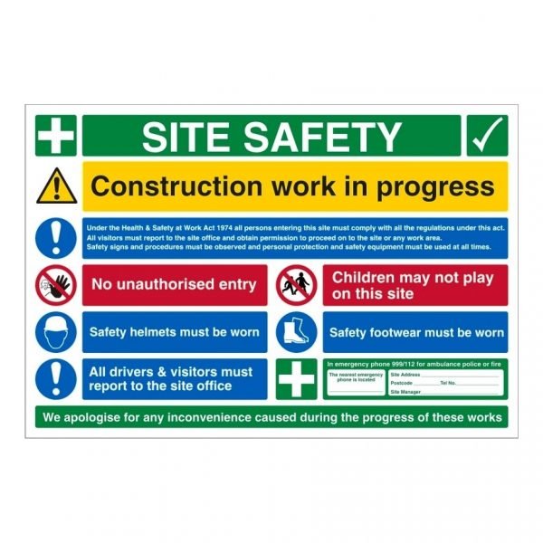 Site Safety Construction Work In Progress Sign