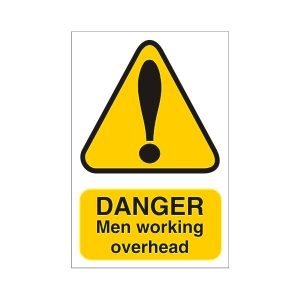 Men Working Over Head Sign