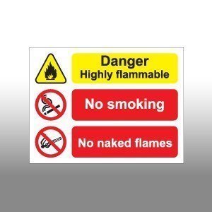 Highly Flammable No Smoking No Naked Lights Sign