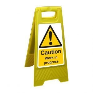 Caution Work In Progress Free Standing Floor Sign
