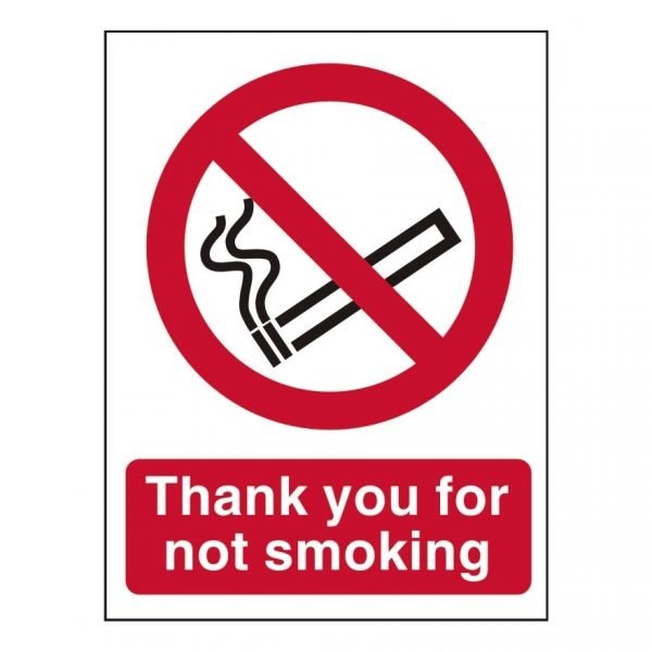 Thankyou For Not Smoking Sign