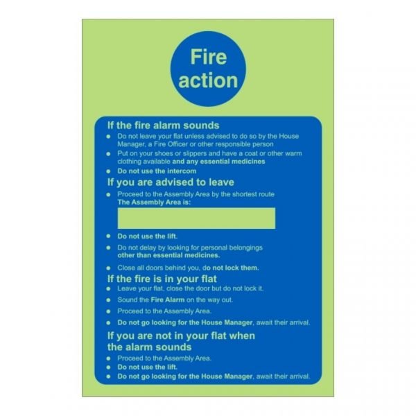 Fire Action Care Home Sign