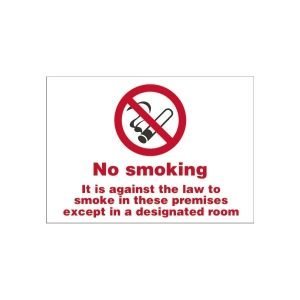 Smoking Only In Designated Rooms Sign