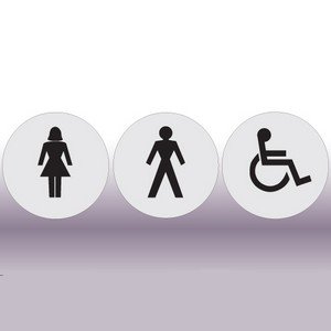 Set of 3 Circular Toilets Signs